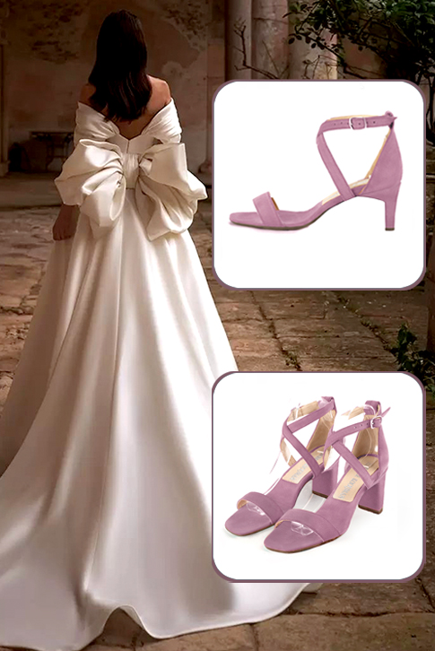 Women's  elegant sandals closed at the back with crossed straps. .  - Top view